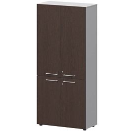 Шкаф высокий закрытый СМШ58.28F.38V(Б) Дуб венге/Белый 792x380x1990 Кортез - Фото предпросмотра