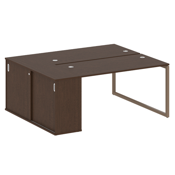 Metal System Quattro Р. ст. с шкафом-купе на О-образном м/к 40БО.РС-СШК-1.3 Т Венге/Мокко металл 1810*1475*750 - Вид 1