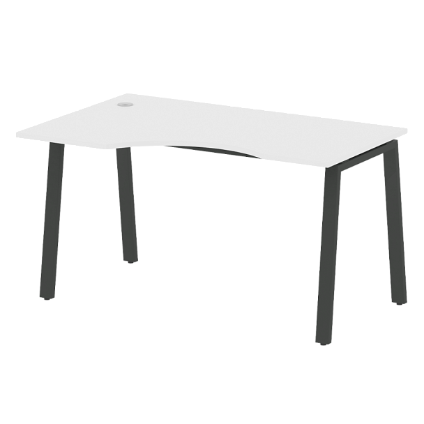 Metal System Стол криволинейный левый на А-образном м/к БА.СА-2 (L) Белый/Антрацит металл 1400*900*750 - Вид 1