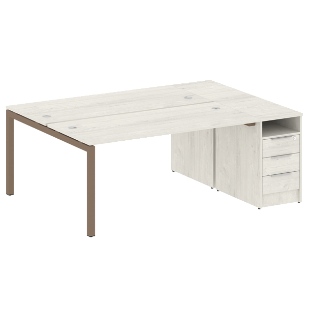 Metal System Quattro Р. ст. с тумбой на П-образном м/к 50БП.РС-СТП-2.4 Дуб наварра/Мокко металл 2012*1475*750 - Вид 1