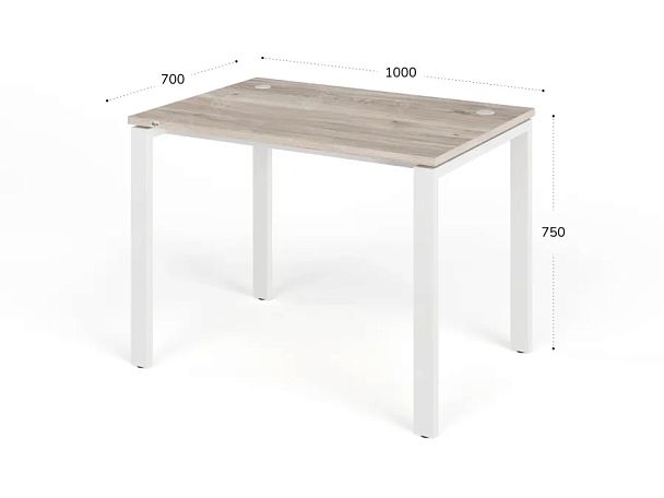 TANDEM RTD058-MK-100-MA Стол прямой на металлокаркасе ун-й 1000х700х750 Дуб Маувелла/Белый - Вид 2