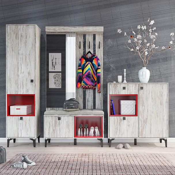 Прихожая Милан куб (362х466х350) акрил красный - Вид 2