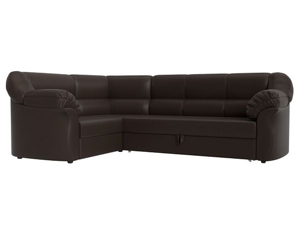 Диван угловой Карнелла левый (полностью экокожа коричневая) - Вид 1