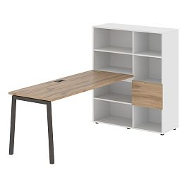 Стол-стеллаж ELRST 1117 Дуб Денвер светлый/Мокко/Белый 2190х1120х1355 EDIS - Фото предпросмотра
