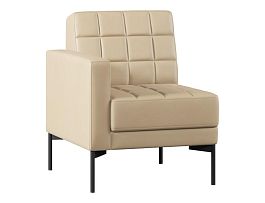 Модуль Everprof Delta с подлокотником одноместный правый Металл Черный Экокожа Бежевый - Фото предпросмотра