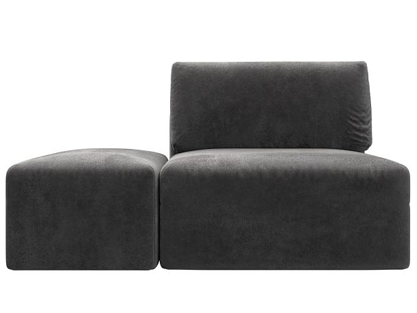 Модули диван и пуф Лига-060 НПБ Велюр серый - Вид 1