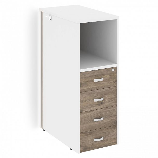 Тумба с подсветкой 4 ящика завершающая "Onix" O.R-TV-4.S тиквуд темный/белый - Вид 3