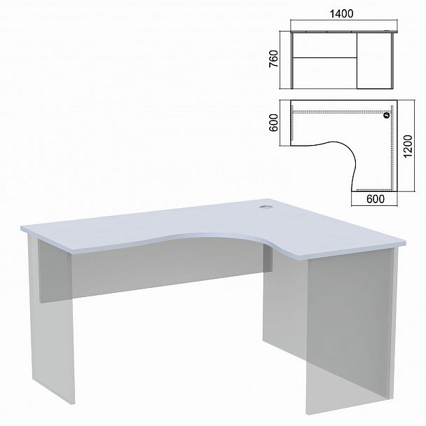 Стол компактный ЧАСТЬ 1 "Арго", 1400х1200х760 мм, правый, серый - Вид 2