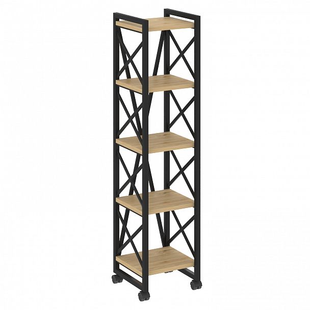 Стеллаж на колесах "Loft" VR.L-MST.K-5.4 тиквуд светлый/черный - Вид 1