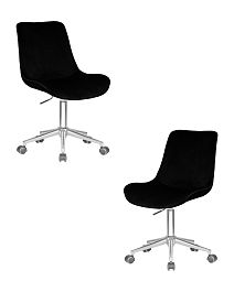 Набор 2 шт Кресло офисное DOBRIN DORA (чёрный велюр (1922-21), хромированная сталь) - Фото предпросмотра
