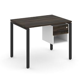 Concept Стол рабочий с подвесной тумбой 1 открытой нишей и одним ящ. CN.SP-117 W Дуб Мали/Белый Бриллиант/Металл Черный 980*720*750 - Фото предпросмотра