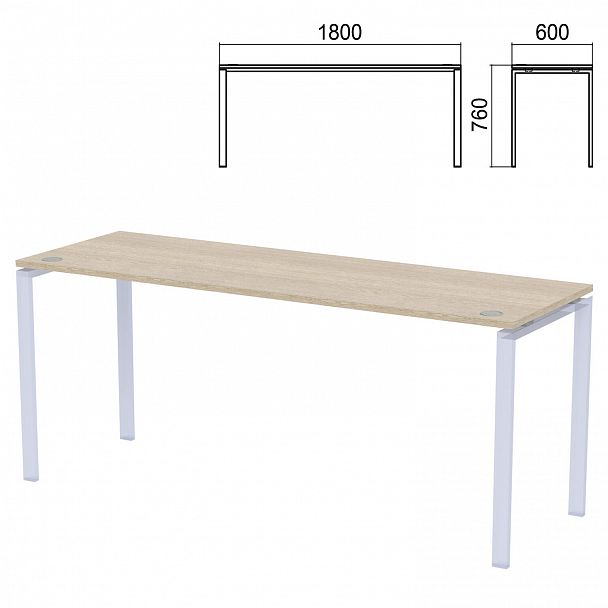 Столешница стола на металлокаркасе "Арго", 1800х600х760 мм, ясень шимо - Вид 2