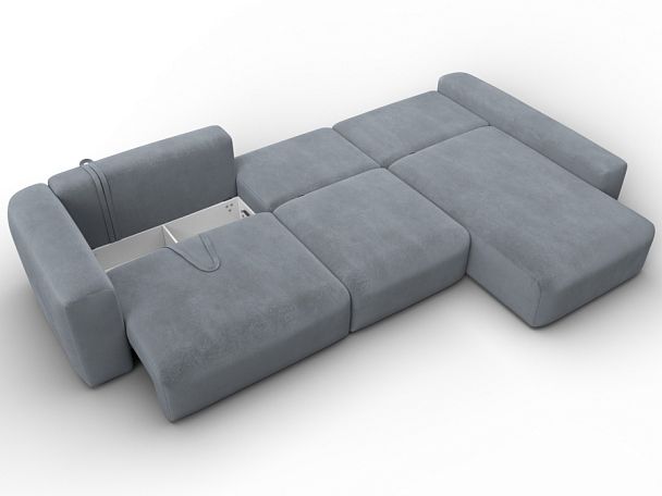 Диван угловой Лига-066 НПБ Лонг угол правый Велюр серый - Вид 10