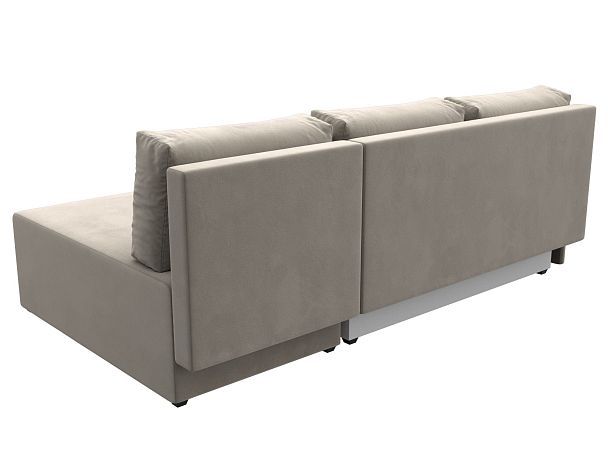 Угловой диван Поло правый (полностью микровельвет бежевый) - Вид 6