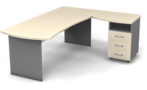 Стол угловой L,R 2000 Берлин Береза Майнау/Серый УРМ 200 L\R - Вид 1