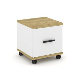 Concept Тумба мобильная 1 распаш. фасад CN.TUM-007 B Дуб Винченцо/Белый Бриллиант/Металл Черный 420*420*448 - Фото предпросмотра