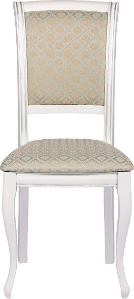 Комплект деревянных стульев с мягким сиденьем Арктос Белый с серебряной патиной/Бирюзовый жаккард, 2 шт. - Вид 2