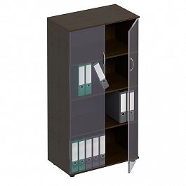 Шкаф для документов со стеклом "Формула" ФР 366 венге темный - Фото предпросмотра