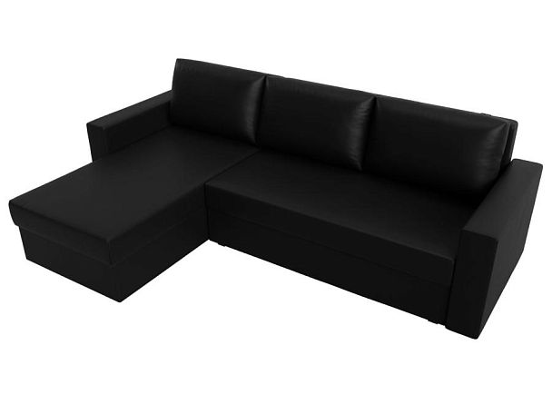 Угловой диван Траумберг Лайт левый (полностью экокожа черная) - Вид 5