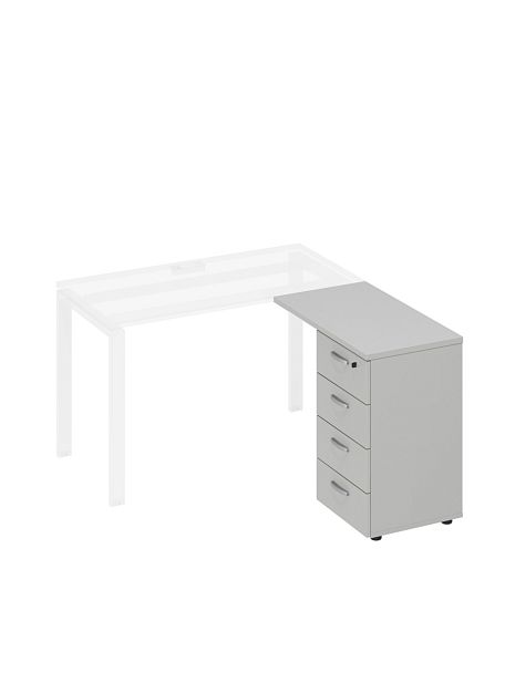 Тумба приставная 4-х ящичная с замком A4 А4 9224 БП серый - Вид 1