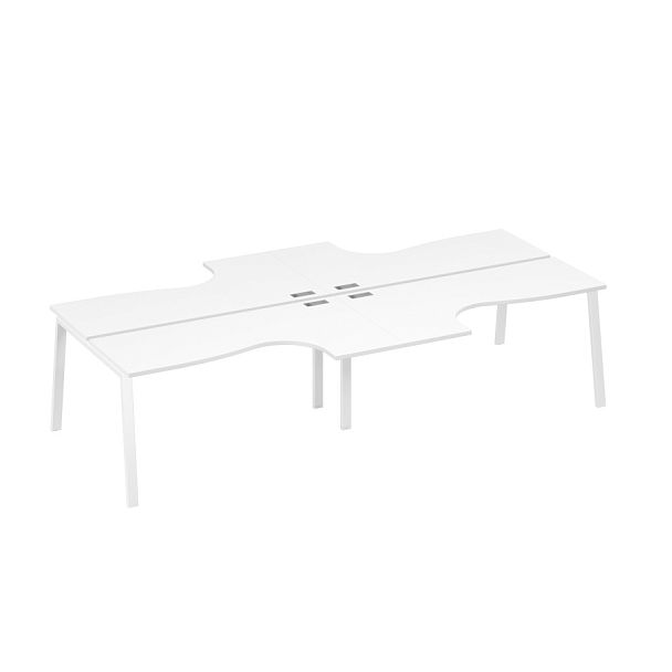 Рабочая станция из столов (4х160) Классика каркас TRE A4 А4 Б3 182-2 БП белый премиум / металлокаркас белый - Вид 1