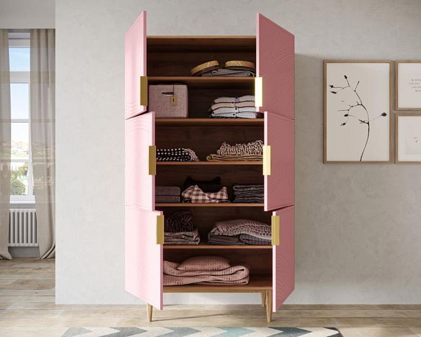 Большой комод с шестью дверками Line LN04/GR1/pink - Вид 2