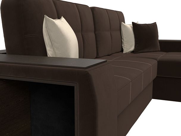 Угловой диван Брюссель правый (полностью микровельвет коричневый) - Вид 4