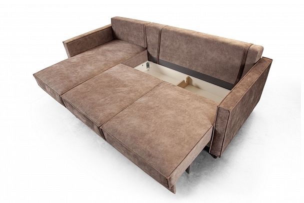 Keln диван-кровать с шезлонгом, велюр бежевый - Вид 8