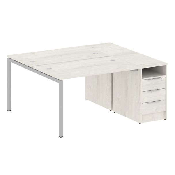 Metal System Quattro Р. ст. с тумбой на П-образном м/к 40БП.РС-СТП-2.2 Дуб наварра/Серый металл 1612*1475*750 - Вид 1