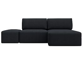 Диван угловой модульный с пуфом Лига-060 НПБ угол универсальный Искусственная замша серый - Фото предпросмотра