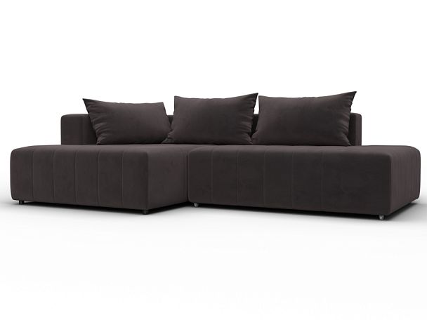 Диван угловой Лига-103 НПБ угол левый Велюр коричневый - Вид 1