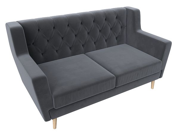 Прямой диван Брайтон 2 Люкс (полностью велюр серый) - Вид 5