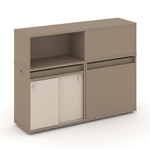 Estetica Набор №20. Тумба двойная+низкая надставка ES.NB.2N-20 Латте/Капучино 1500*410*1135 - Вид 1