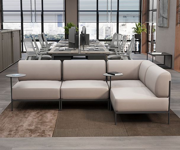 Rio Модуль без спинки РСЕ-03 Velvet Lux 14/Металл Черный 810*810*445 - Вид 2