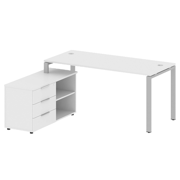 Metal System Р. ст. с тумбой на П-образном м/к БП.РС-СТС-2.4 (L) Белый/Серый металл 1700*1520*750 - Вид 1
