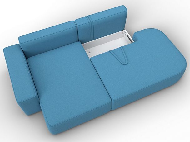 Диван угловой Лига-065 БП угол левый Рогожка голубой - Вид 7