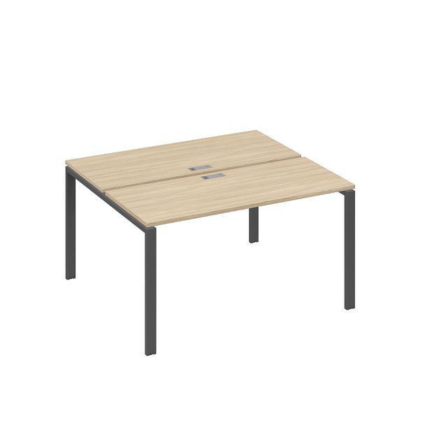 Рабочая станция на каркасе UNO столы 2х140 A4 А4 Б1 171 БП дуб скандинавский / металлокаркас антрацит - Вид 1