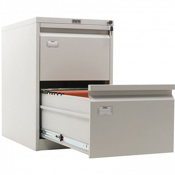 Шкаф картотечный ПРАКТИК "AFC-02", 713х467х630 мм, 2 ящика, для 110 подвесных папок, формат папок Foolscap или A4 (БЕЗ ПАПОК) - Вид 6