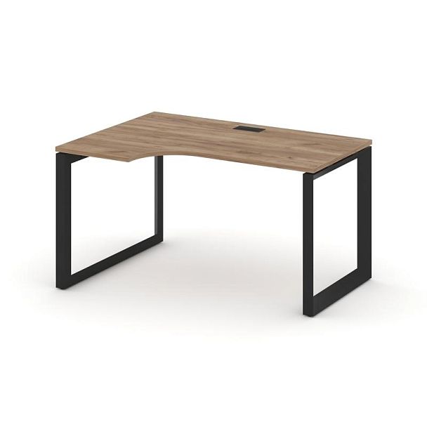 Style Project Next Стол рабочий эргономичный SN-59O.SPA-022(L) Дуб Табак/Металл Черный/Черный Заглушка 1580*800/980*750 - Вид 1