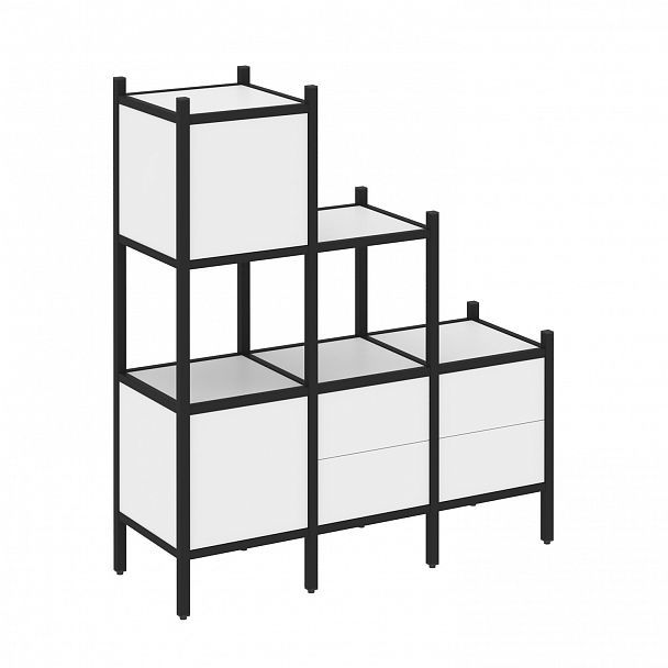 Стеллаж "Loft" VR.L-12 белый бриллиант/черный - Вид 1