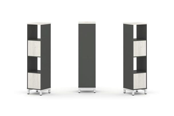 Стайл Проджект Набор стеллажа 1 сторон., 4 яр. SN.NS-411 Антрацит/Дуб Наварра/Металл Белый 387*400*1 - Вид 1