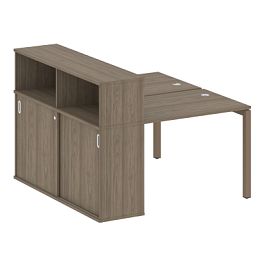 Metal System Quattro Р. ст. с шкафом-купе на П-образном м/к 50БП.РС-СШК-2.1 Т Вяз/Мокко металл 1410*1475*1098 - Фото предпросмотра