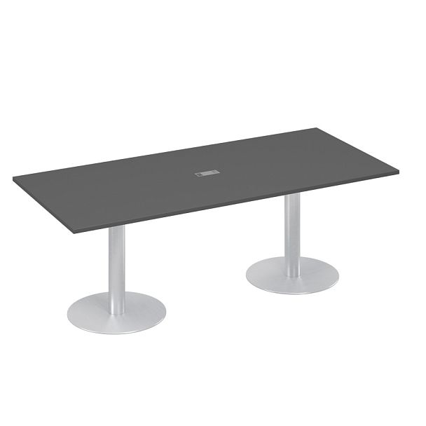 Стол для переговоров 220 на колоннах с дисками A4 А4 ХР 124 антрацит премиум - Вид 1