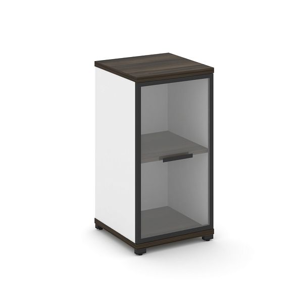 Concept Шкаф 1 узкая секция, 2 ниши CN.STU-213 RPB B Дуб Мали/Белый Бриллиант/Металл Черный/Прозрачный 420*420*818 - Вид 1