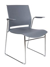 Стул / Five grey / серый пластик / хром база с подлокотниками - Фото предпросмотра