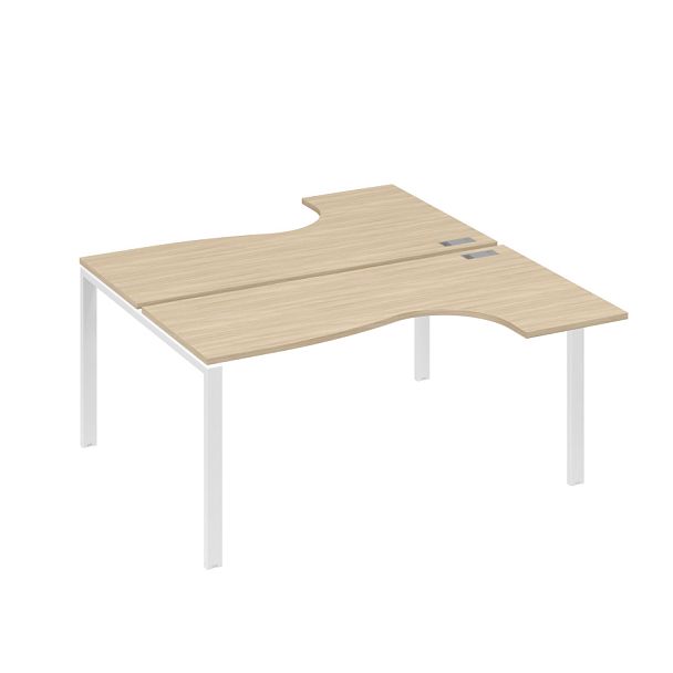 Рабочая станция UNO (2х160) со столами эргономичными A4 А4 Б1 182 БП дуб скандинавский / металлокаркас белый - Вид 1