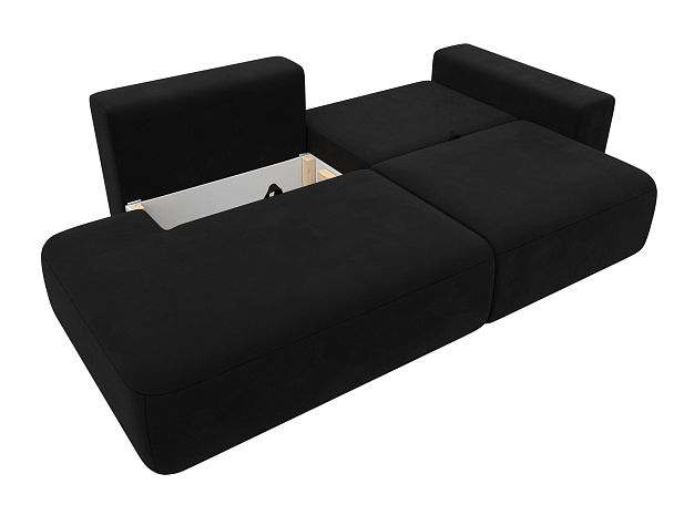 Диван прямой Лига-036 Модерн подлокотник справа Микровельвет черный - Вид 8