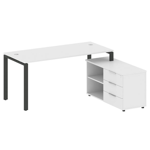 Metal System Р. ст. с тумбой на П-образном м/к БП.РС-СТС-2.4 (R) Белый/Антрацит металл 1700*1520*750 - Вид 1