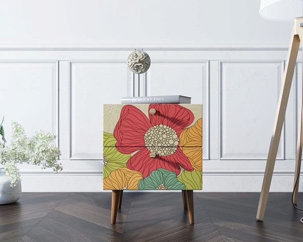 Тумбочка Berber с двумя ящиками 5 принт арт BB03/Print_05, разноцветная - Вид 4