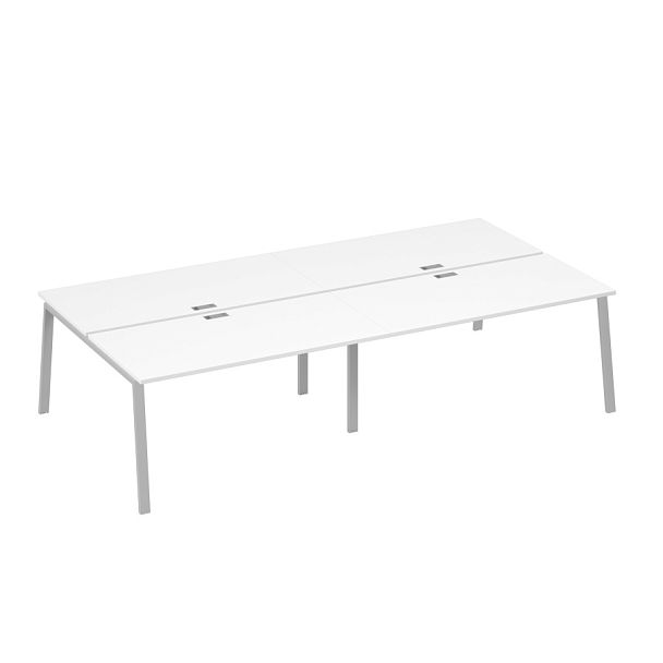 Рабочая станция 4х160 с опорами TRE A4 А4 Б3 178-2 БП белый премиум / металлокаркас серый - Вид 1